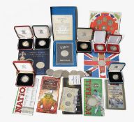 A collection of silver proof and other coins