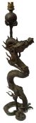 A Japanese Meiji period patinated bronze table lamp