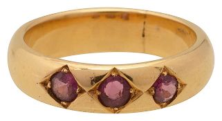 Ruby three stone 18ct
