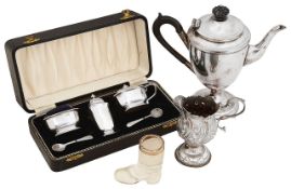 A George III silver ogee baluster cream jug and other silver