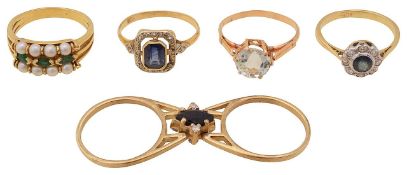 A collection of gem set rings