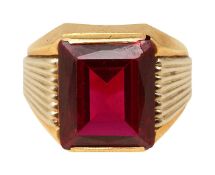 Synthetic ruby dress ring