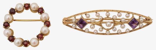 Two gem set brooches