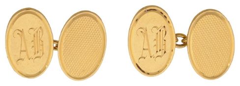 A pair of 18ct gold oval cufflinks