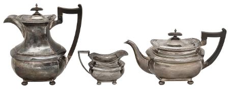 A George V silver three piece part tea service