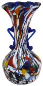 A Murano Fratelli Toso Millefiori twin handle 'Carnivale' vase c.1920