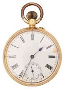 An open faced keyless pocket watch