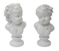 After L. Kley. A pair of continental white glazed porcelain busts emblematic of the seasons