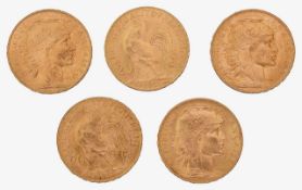 France. Third Republic, Five gold 20 Francs, 1911, (5)