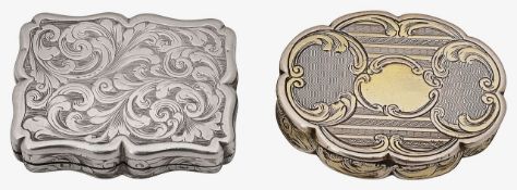 Two early Victorian silver vinaigrettes