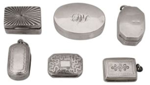 Six George III and later silver vinaigrettes