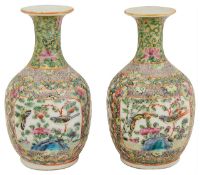 A pair of 19th century Chinese Canton porcelain vases