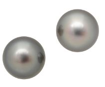 A pair of large black Tahitian pearl ear-studs