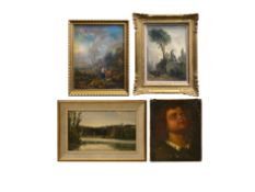 A group of four oil paintings