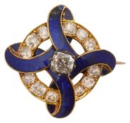 Diamond and enamel brooch