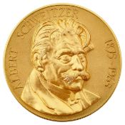 A 22ct gold commemorative Albert Schweitzer Memorial Medallion
