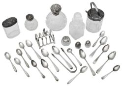 A collection of silver and electroplated items