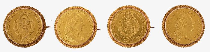 Four Half Guinea brooches