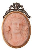 A 19th century angel skin coral pendant