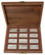 Birmingham Mint. A cased set of twelve silver Royal Palaces ingots