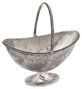 A late Victorian silver swing handled sugar basket