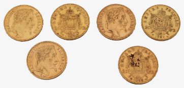 France. Napoleon III, Six gold 20 Francs, 1865 x 2, 1866, 1867 x 2, 1868, (6)
