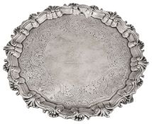 A mid 18th century Irish small silver salver