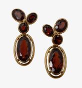 A pair of garnet ear-pendants