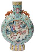 A Chinese Canton famille rose porcelain moon flask