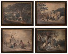 After George Morland. Four late 18th century stipple engravings