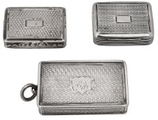 Three George IV and later engine turned silver vinaigrettes