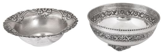 Two modern Indian silver bowls