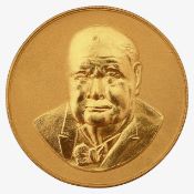 A 22ct gold Sir Winston Churchill 1874-1965 commemorative medallion