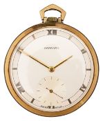 A Garrard 9ct keyless pocket watch