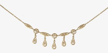 A wire-work fringe necklace