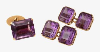 A pair of amethyst cufflinks