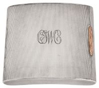 An Elizabeth II engine turned silver cigarette case