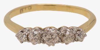 A diamond five stone ring