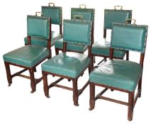 A set of six Victorian Gothic Revival oak side chairs