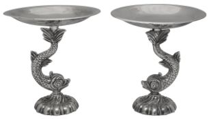 A pair of 20th century continental electroplated tazzas