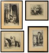 Hedley Fitton (British, 1859-1929) Four drypoint etchings