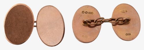 A pair of early 20th century 9ct gold oval cufflinks