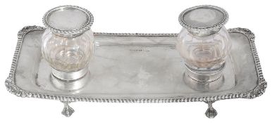 An Edwardian silver inkstand