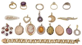 A collection of lockets and costume jewellery