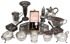 A collection of silver and plated items