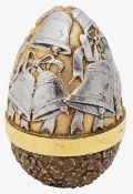 Stuart Devlin. An Elizabeth II parcel gilt and oxidised silver 'surprise' egg