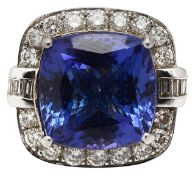 A tanzanite & diamond set cluster ring