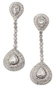 A pair of diamond cluster drop earrings