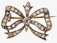 Diamond bow brooch