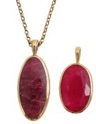 Two gem-set pendants